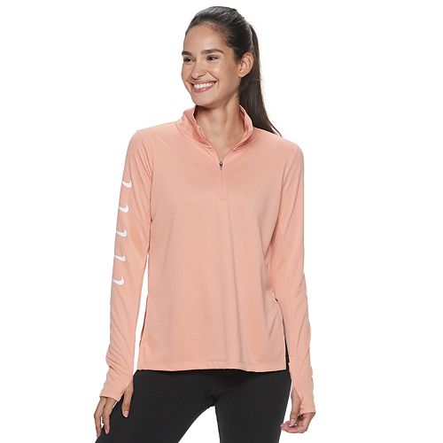 nike running swoosh half zip mid layer top in pink