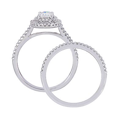 Stella Grace 14k White Gold 3/8 Carat T.W. Diamond & Lab-Created Moissanite Engagement Ring Set