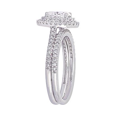 Stella Grace 14k White Gold 3/8 Carat T.W. Diamond & Lab-Created Moissanite Engagement Ring Set