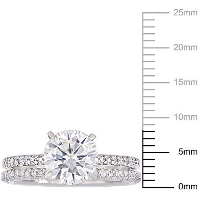 Stella Grace 14k White Gold 1/4 Carat T.W. Diamond & Created Moissanite Engagement Ring Set