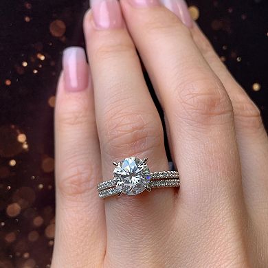 Stella Grace 14k White Gold 1/4 Carat T.W. Diamond & Created Moissanite Engagement Ring Set