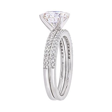 Stella Grace 14k White Gold 1/4 Carat T.W. Diamond & Created Moissanite Engagement Ring Set