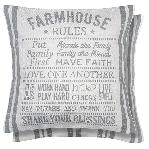 Farmhouse Rules Throw Pillow