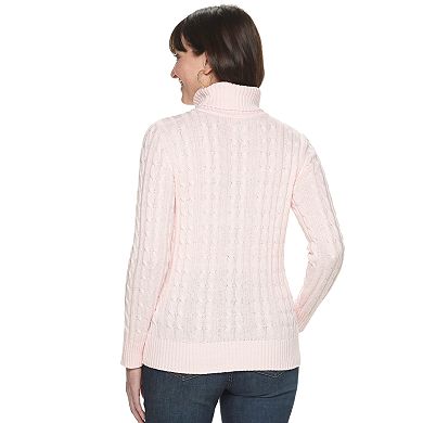 Women's Croft & Barrow® Cabled Turtleneck Sweater