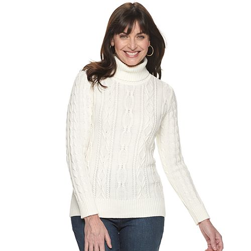 Women's Croft & Barrow® Cabled Turtleneck Sweater