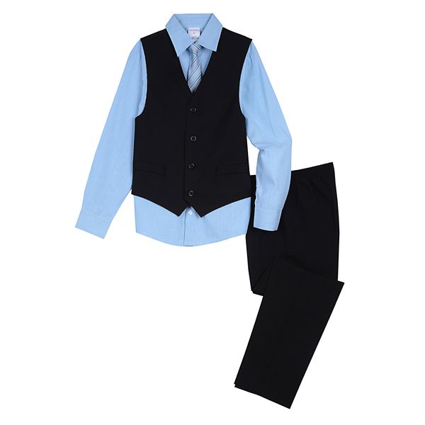 Boys Van Heusen Shadow Check Dot Vest, Shirt, Tie & Pants Suit Set