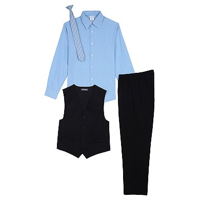 Boys Van Heusen Shadow Check Dot Vest, Shirt, Tie & Pants Suit Set