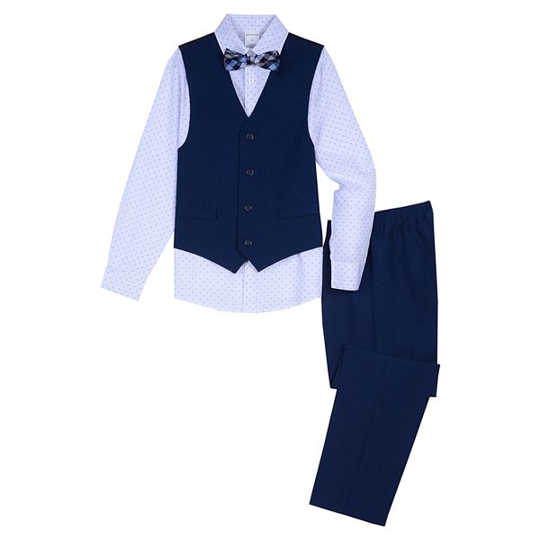 Boys Van Heusen Heather Poplin Vest, Shirt, Bow Tie & Pants Suit Set