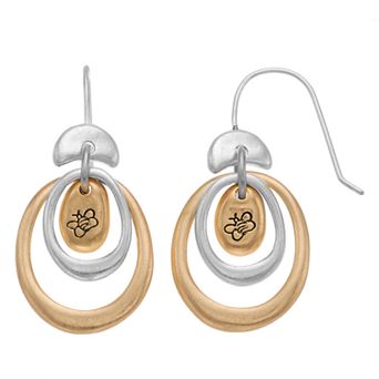 Bella Uno Two-Tone Double Hoop Earrings
