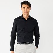 kohl's black dress shirt Mens Black Button Up Shirts