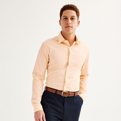 Men's Apt. 9 Premier Flex Solid Slim-Fit Dress Shirt, Size: 2XL-34/35, Beige Solid