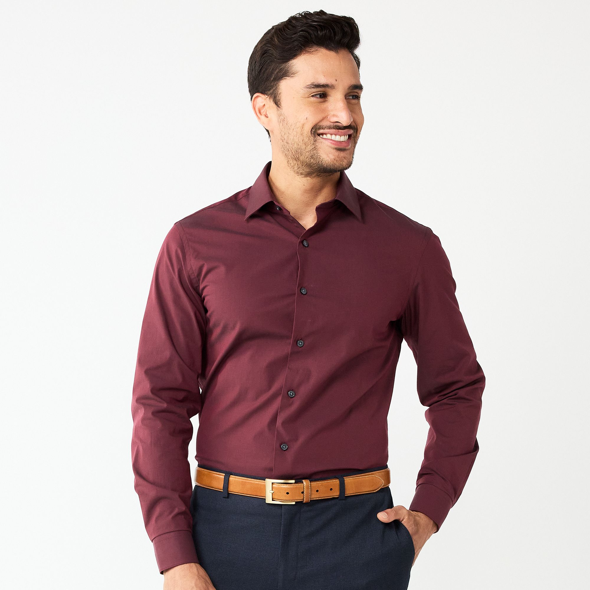 Mens Apt. 9® Premier Flex Solid Slim-Fit Wrinkle Resistant Dress Shirt, S