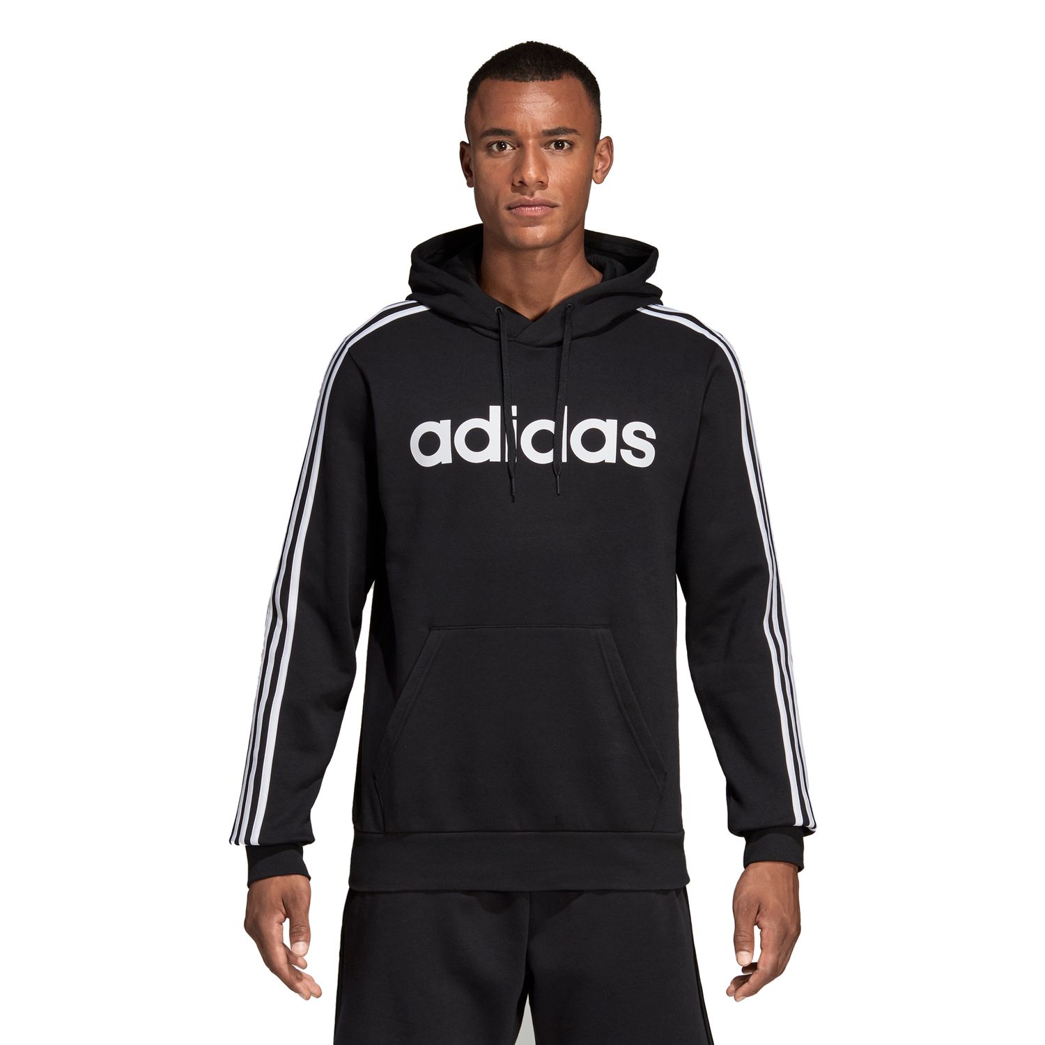 adidas black hoodie 3 stripe