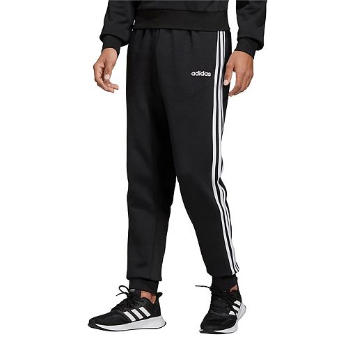 black jogger pants with white stripe