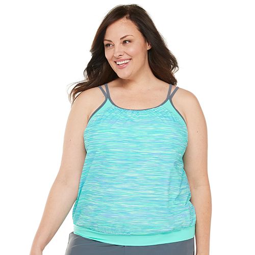 Plus Size Free Country Blouson Tankini Top