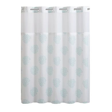 Hookless Ocean Coral Shower Curtain and Liner