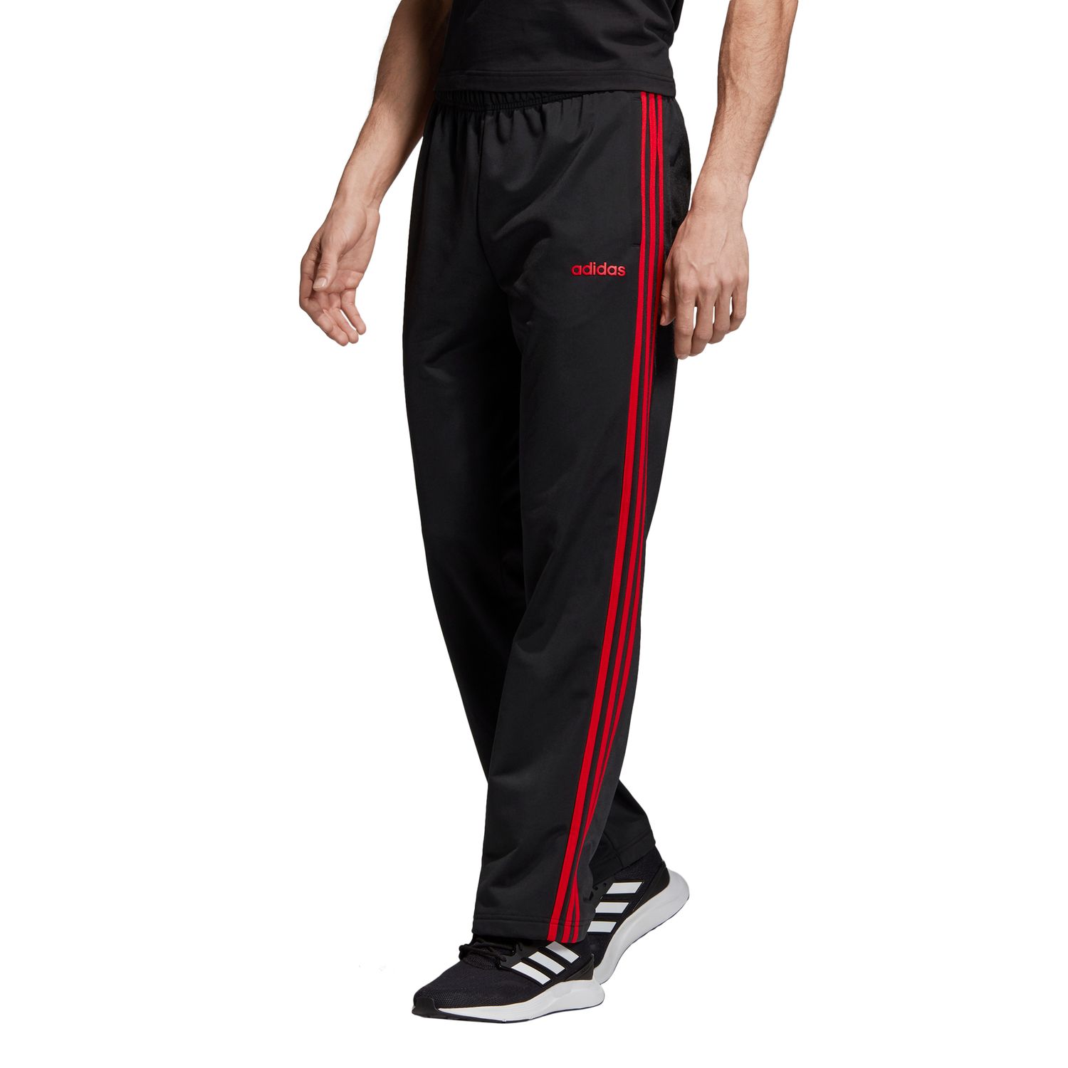 adidas track pants black with red stripes