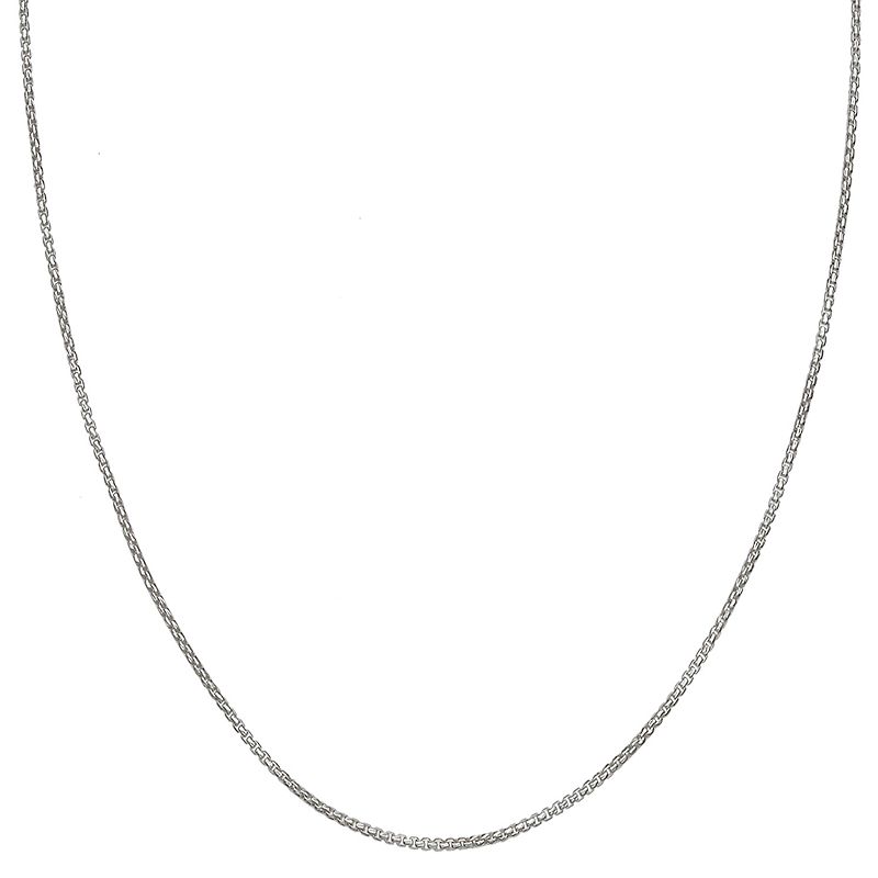PRIMROSE Sterling Silver Box Chain Necklace, Womens, Size: 18, Grey
