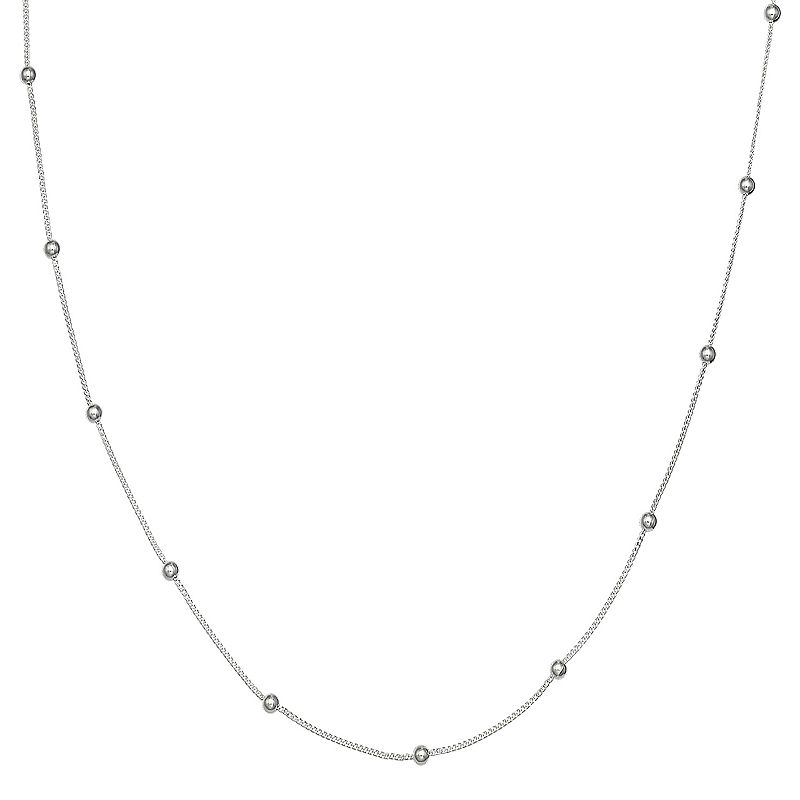 PRIMROSE Sterling Silver Curb Chain Necklace, Womens, Size: 18, Grey