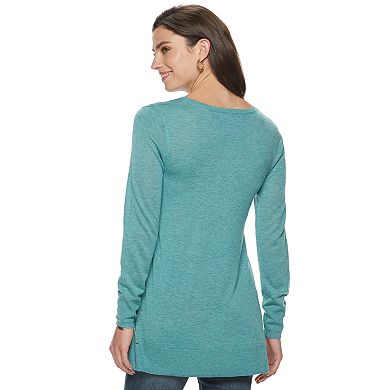 Women's Apt. 9® Sharkbite V-neck Tunic Sweater