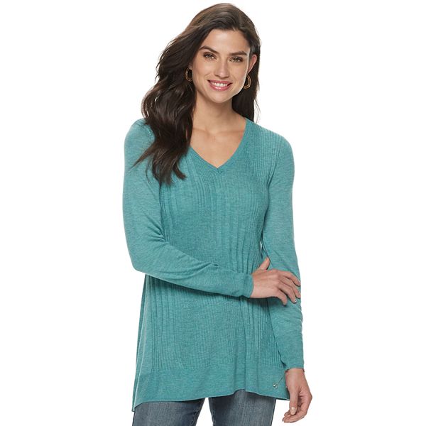 Women's Apt. 9® Sharkbite V-neck Tunic Sweater