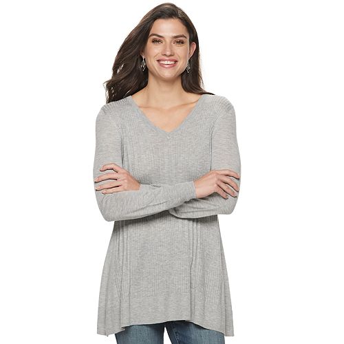 Women's Apt. 9® Sharkbite V-neck Tunic Sweater