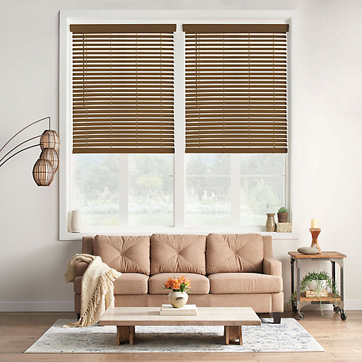 Faux wood plantation blinds 25x48 with valance and rod 