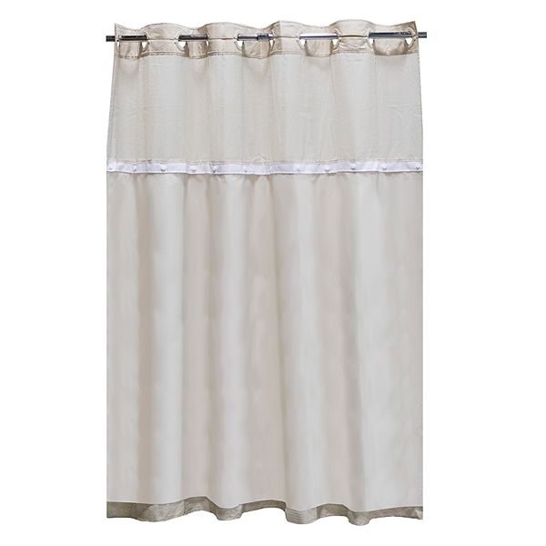 A Snap Antimicrobial Shower Curtain Liner, Hookless Checkmate Shower Curtain Liner