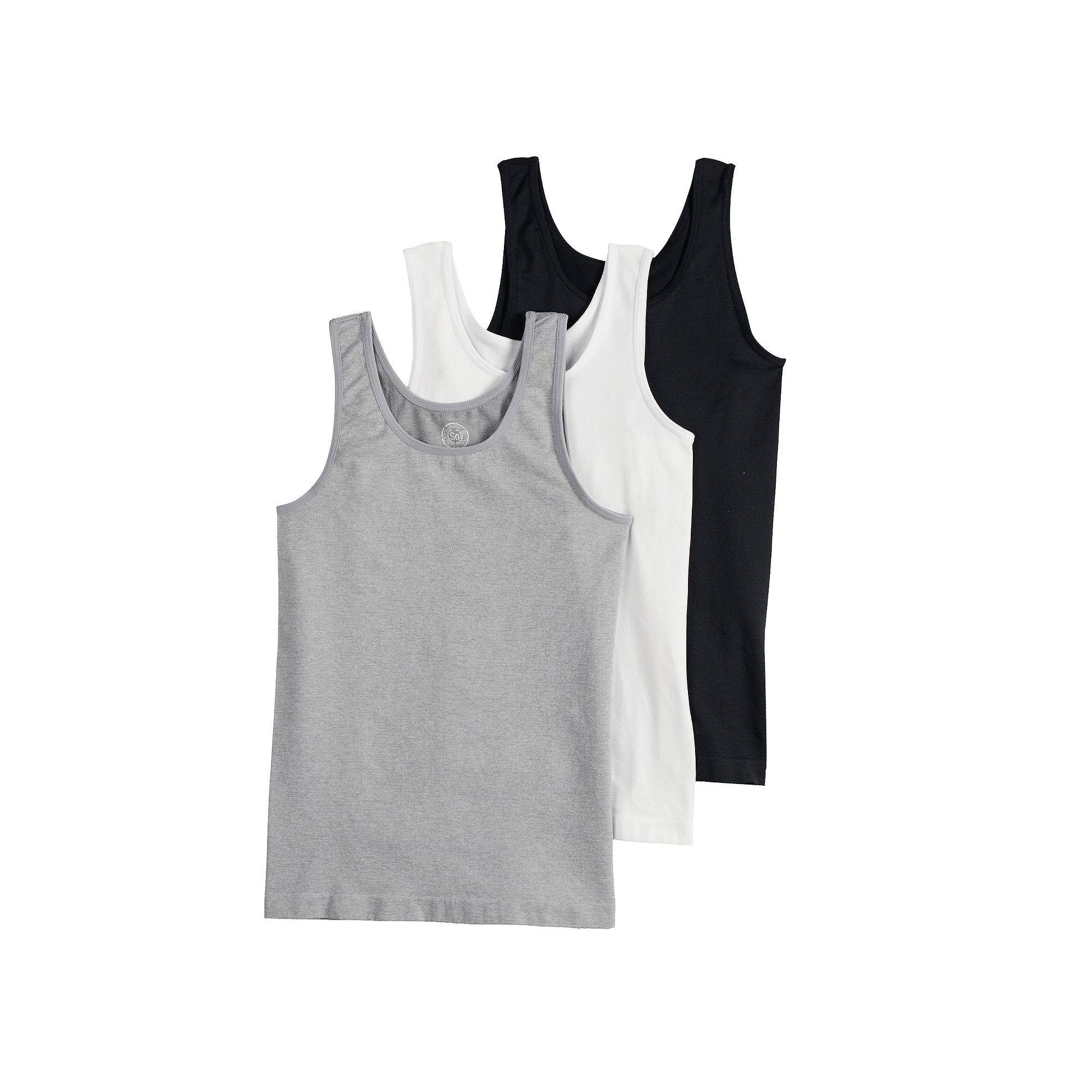 Girls 6-16 SO® 3-pack Seamless Tank Tops, Girls, Size: Small, Black Gray 