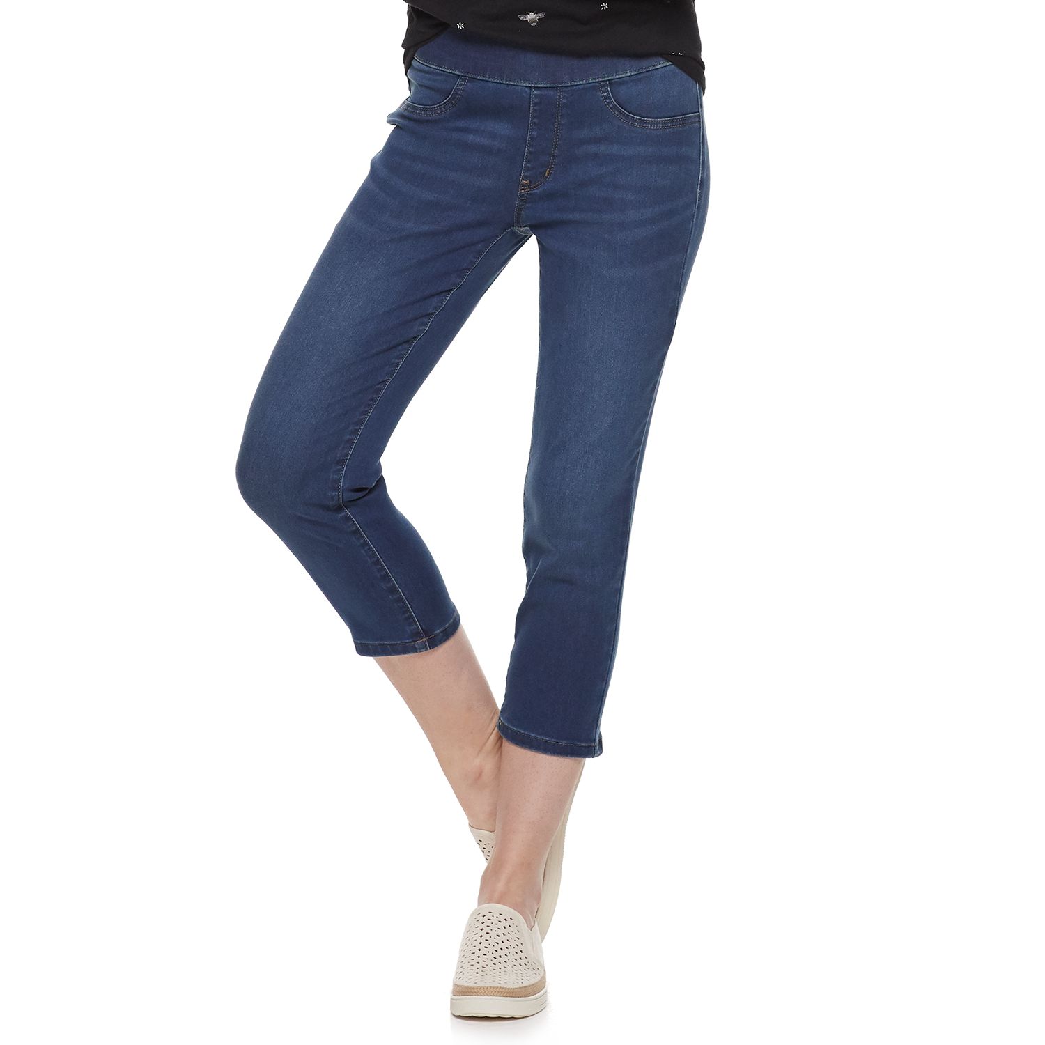 women's pull on denim capris