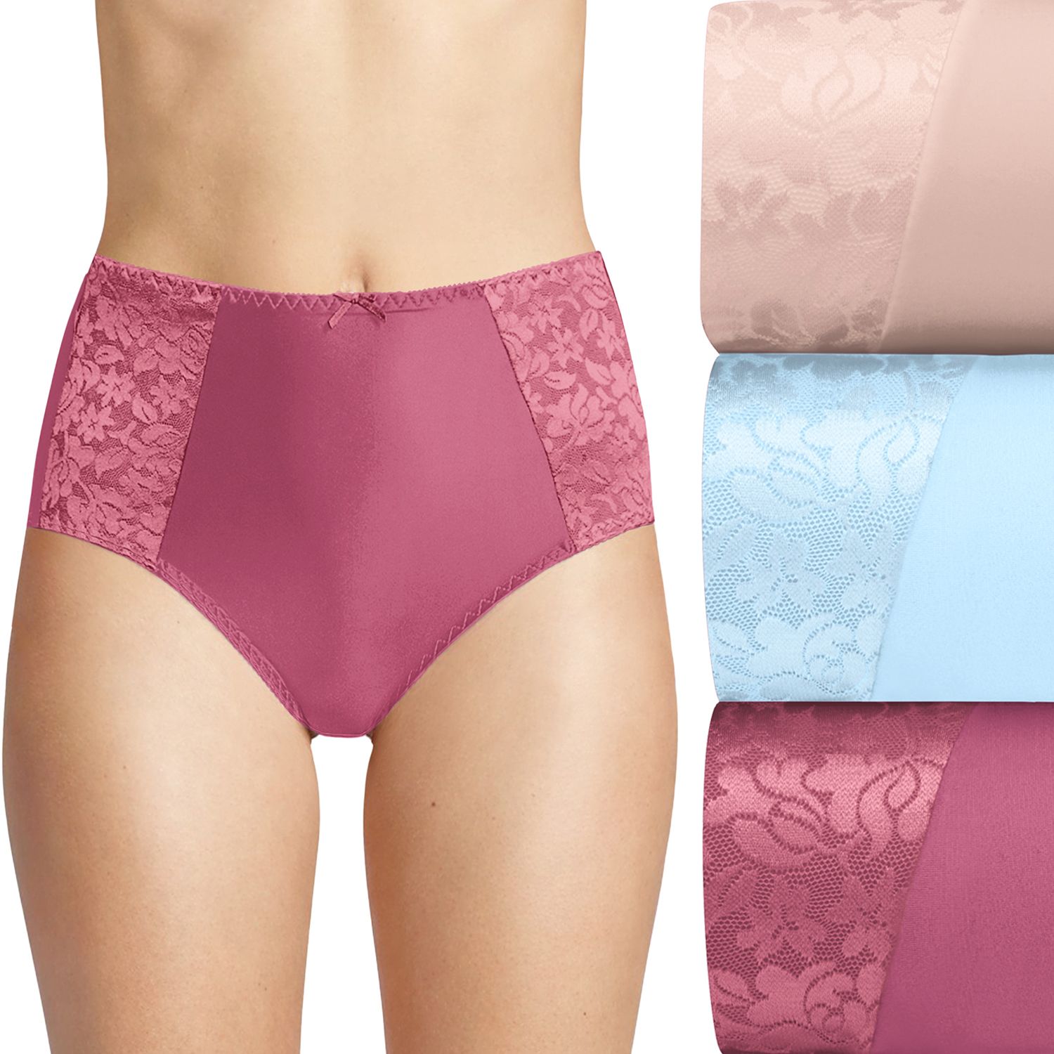 Women S Bali 3 Pack Double Support Hi Cut Panties DFDBH3   3599874 Bl Gloss Asst