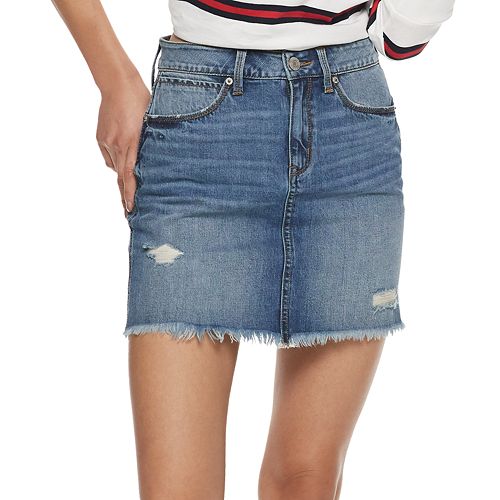 Juniors' Mudd® Deconstructed Denim Mini Skirt