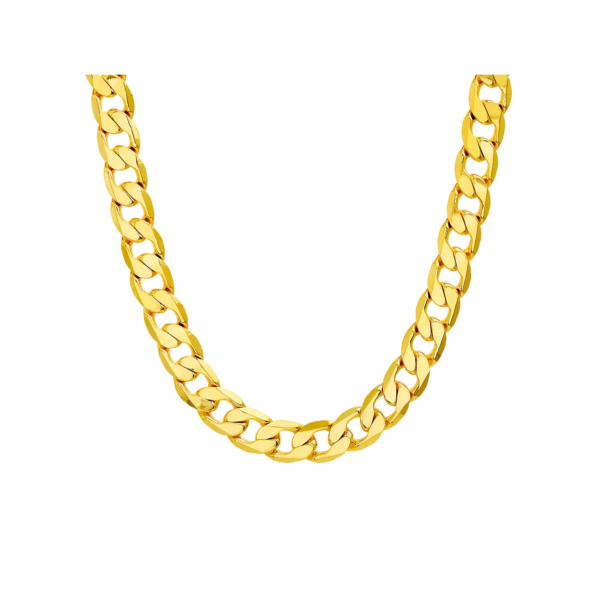 Mens 14k Gold Plated 12 mm Curb Chain Necklace, Size: 30, Gold Tone