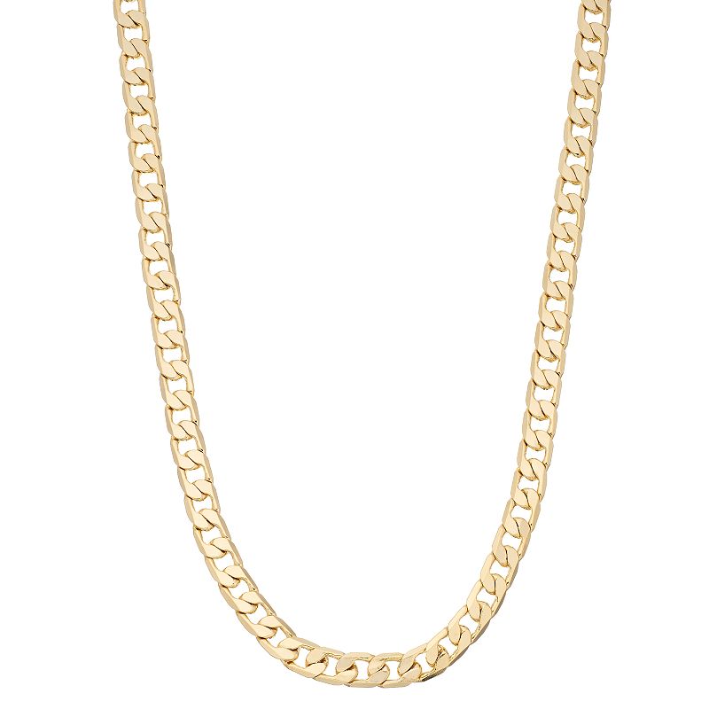 Mens 14k Gold Plated Curb Chain Necklace, Size: 30, Yellow