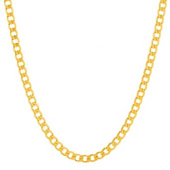 Men's 14k Gold Plated 6 mm Curb Chain Necklace