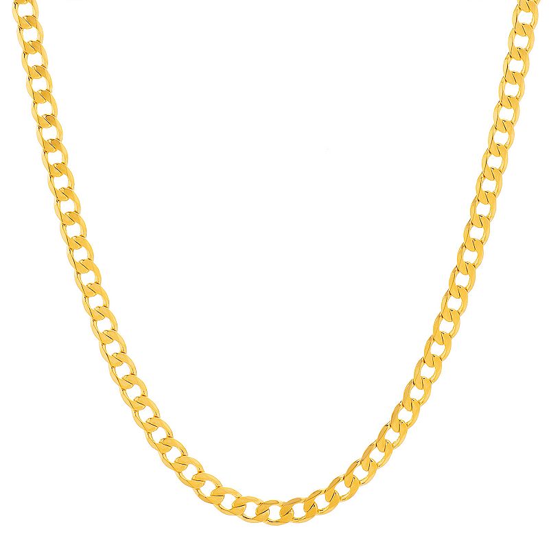 Mens 14k Gold Plated Curb Chain Necklace, Size: 18, Yellow