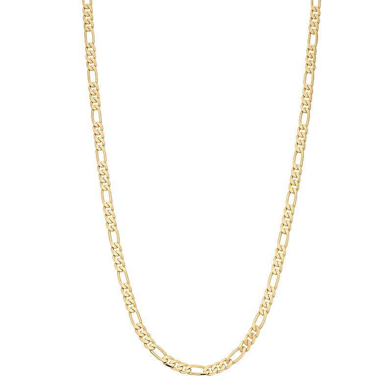 Mens 14k Gold Plated Figaro Chain Necklace, Size: 20, Yellow