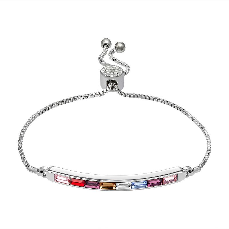 Brilliance Rainbow Crystal Bar Bracelet, Womens, Size: 7/8, Multicolor