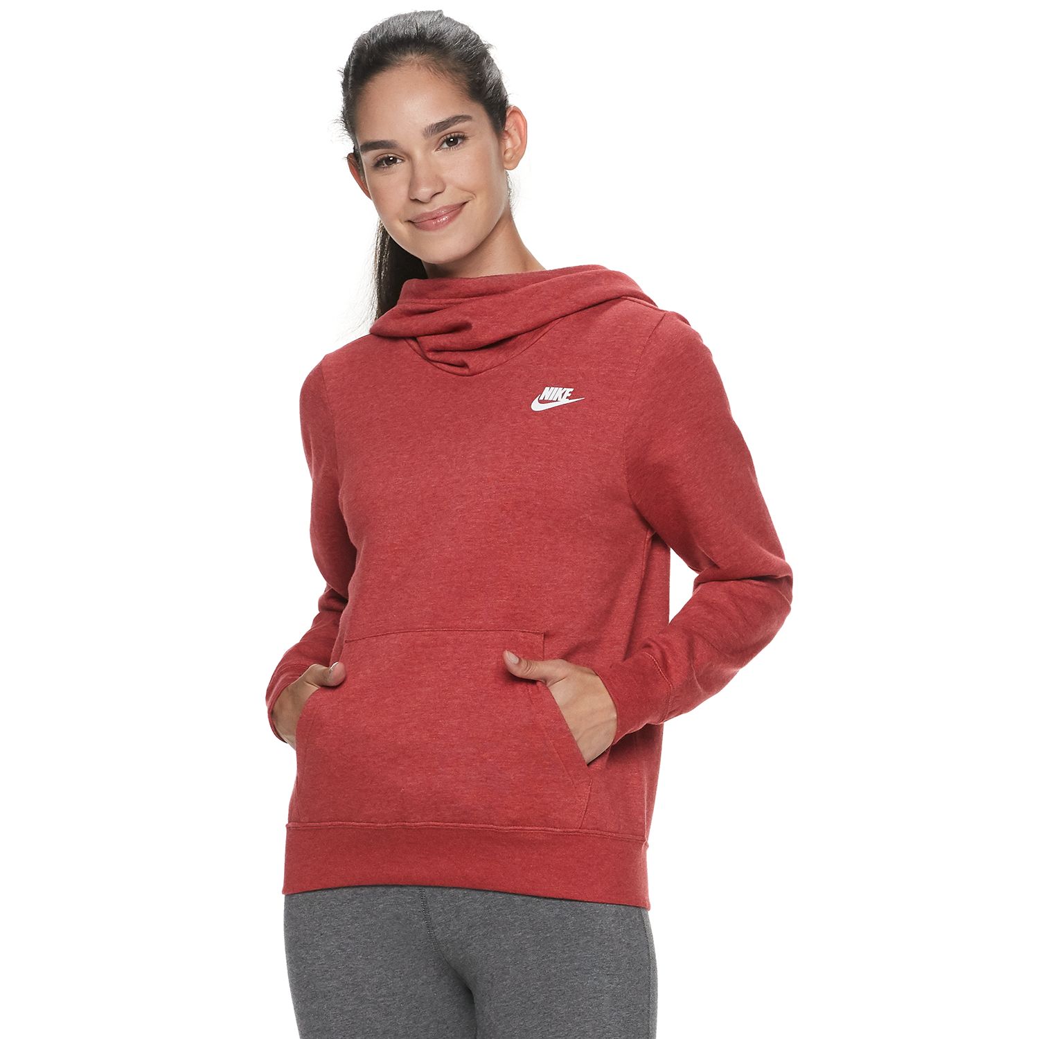 nike funnel neck hoodie red