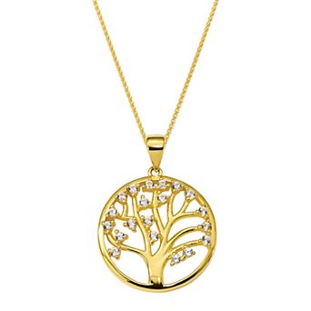 Sterling Silver White Sapphire Tree of Life Pendant Necklace