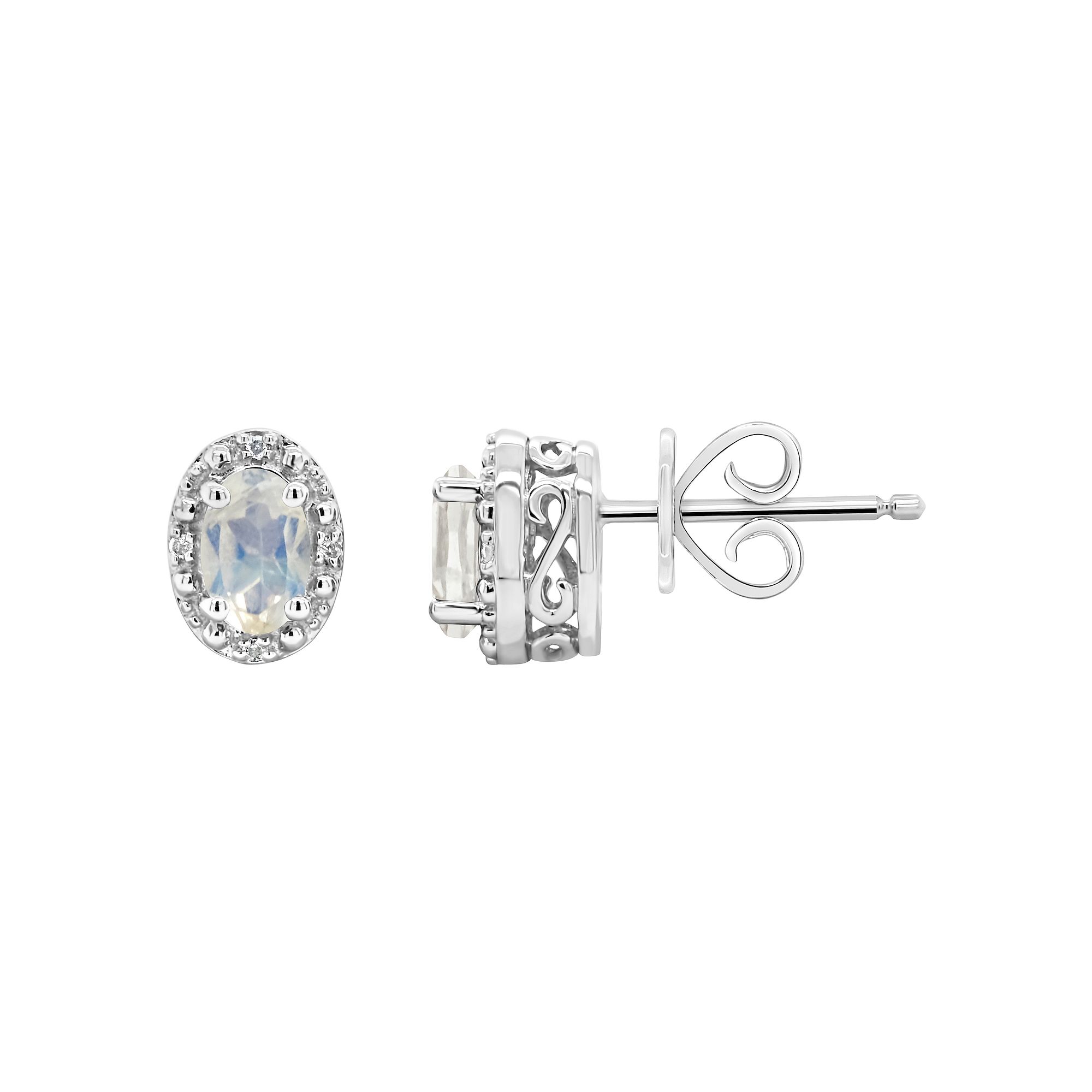 Celebration Gems Sterling Silver Oval Genuine Citrine Diamond Accent Stud E