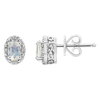 Celebration Gems Sterling Silver Oval Genuine Citrine Diamond Accent Stud Earrings