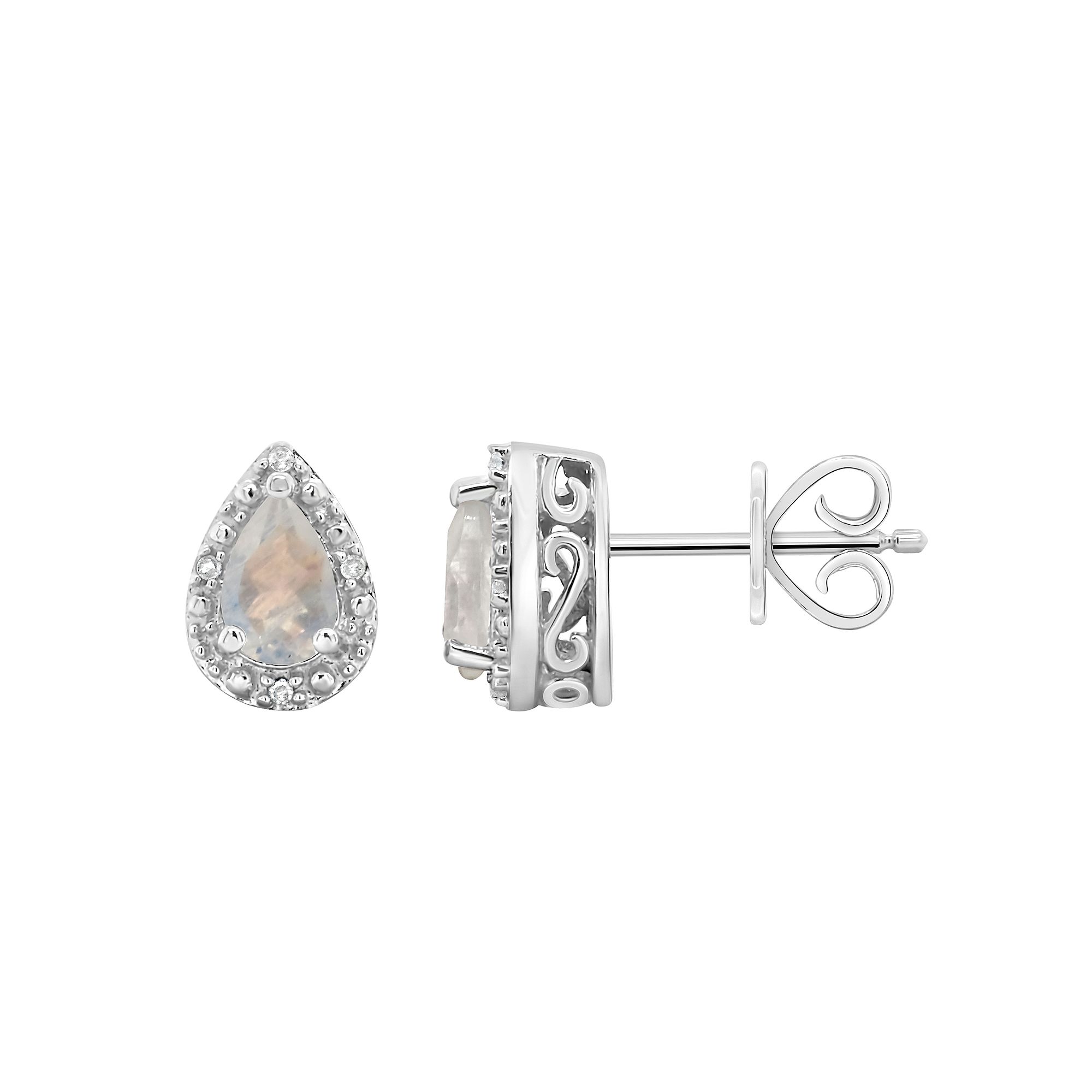 Celebration Gems Sterling Silver Pear Shaped Genuine Amethyst Diamond Accen