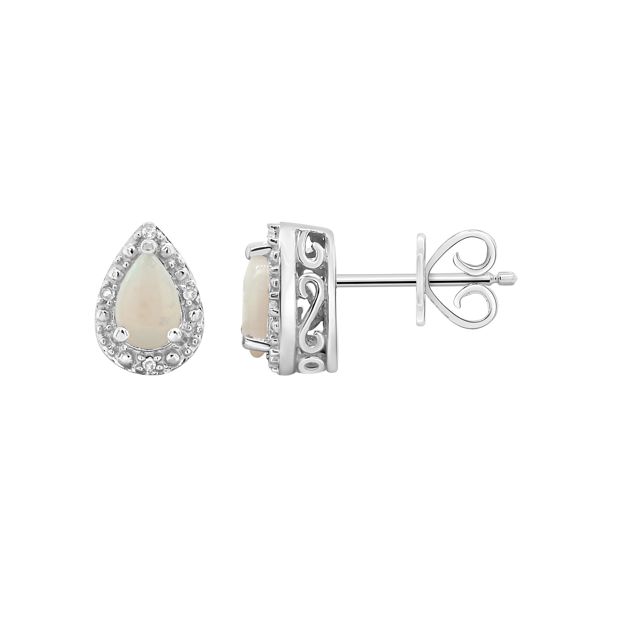 Celebration Gems Sterling Silver Pear Shaped Genuine Amethyst Diamond Accen