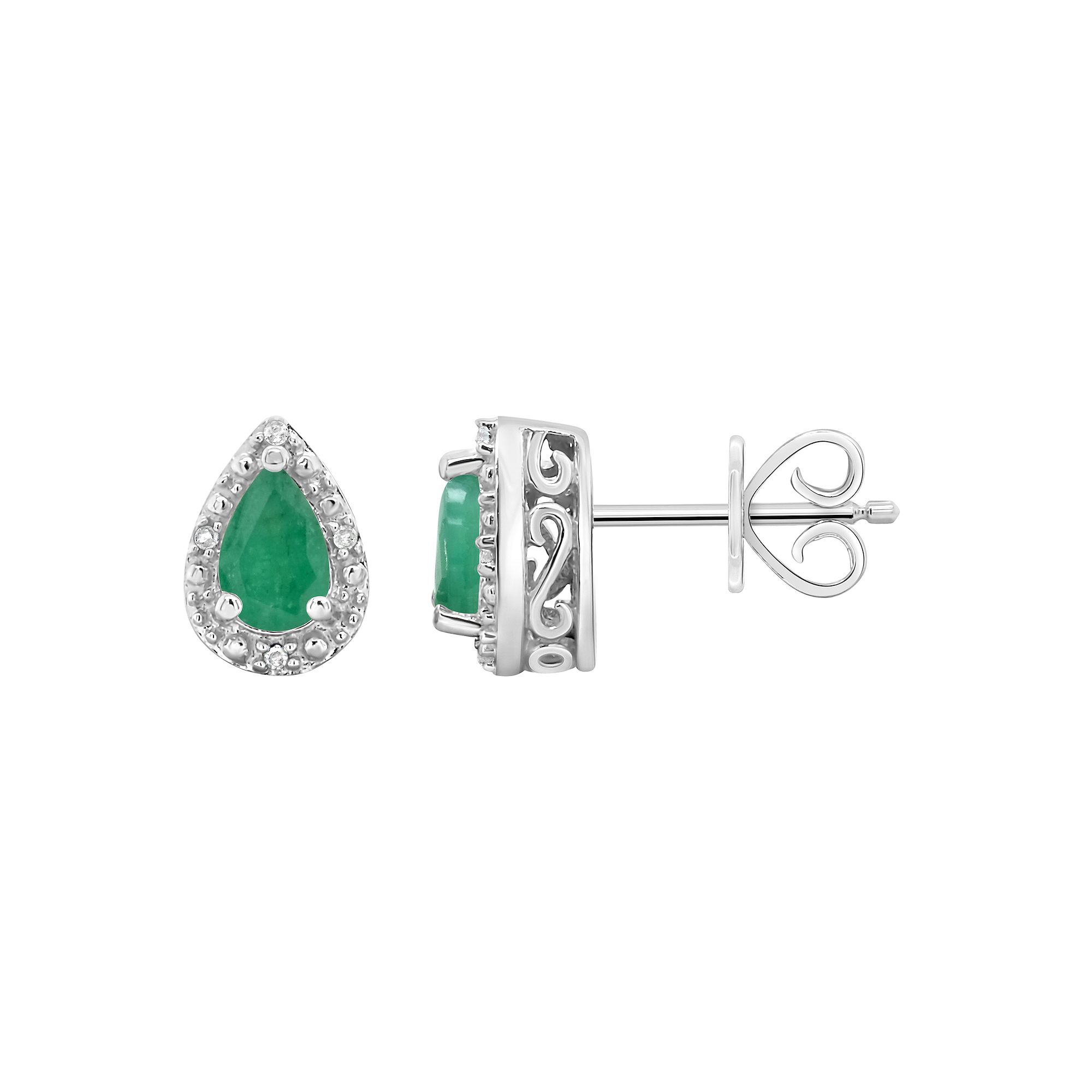 Celebration Gems Sterling Silver Pear Shaped Genuine Aquamarine Diamond Acc