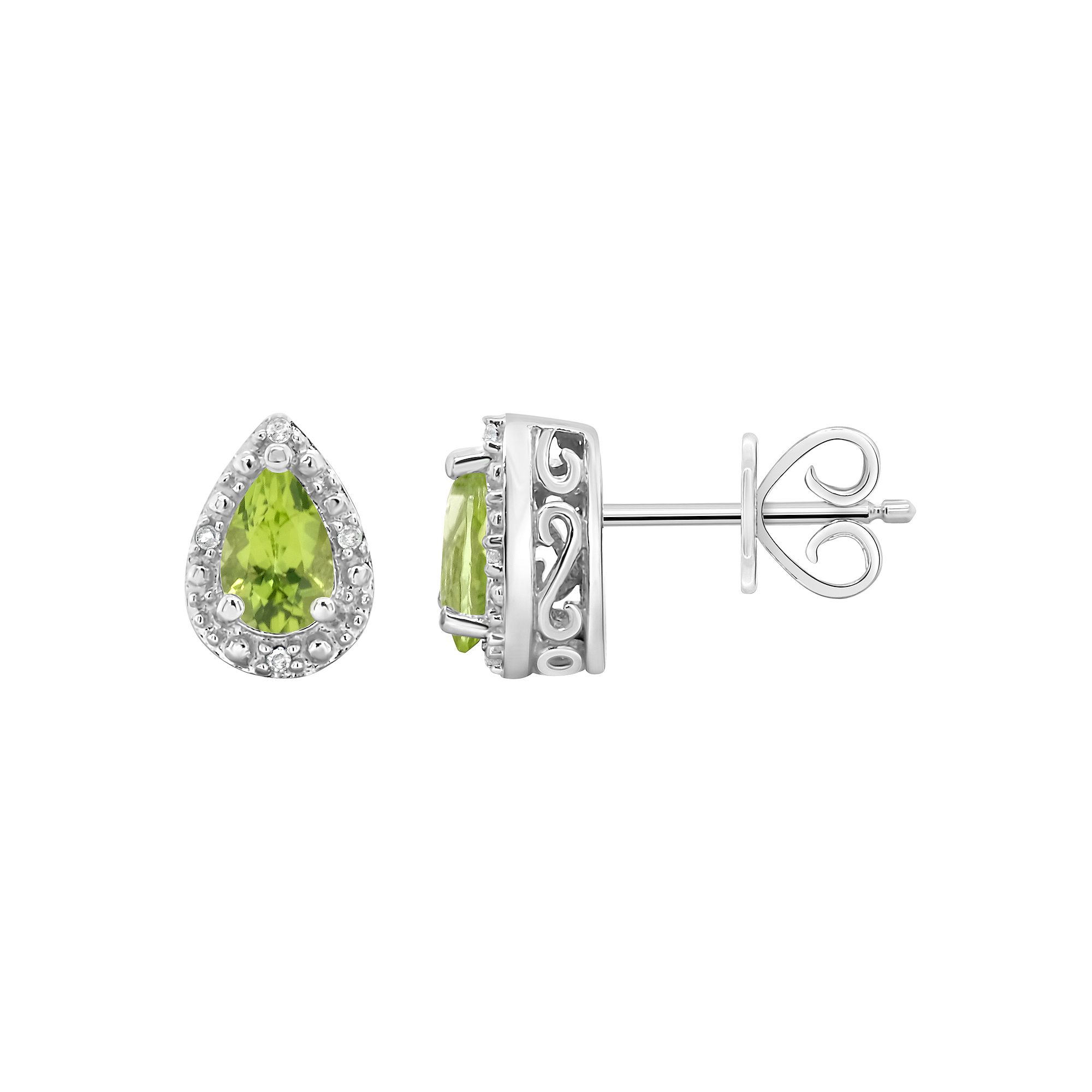 Celebration Gems Sterling Silver Pear Shaped Genuine Garnet Diamond Accent 