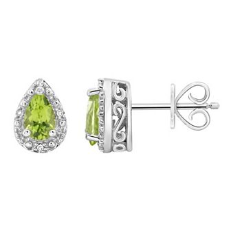 Celebration Gems Sterling Silver Pear Shaped Genuine Garnet Diamond Accent Stud Earrings