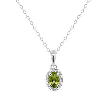 Celebration Gems Sterling Silver Oval Genuine Citrine Diamond Accent Frame Pendant Necklace