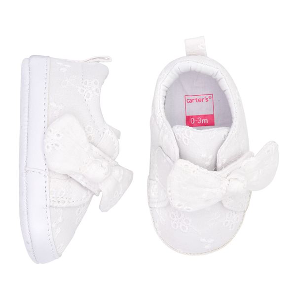 Baby Girl Carter's Eyelet Bow Sneaker Crib Shoes