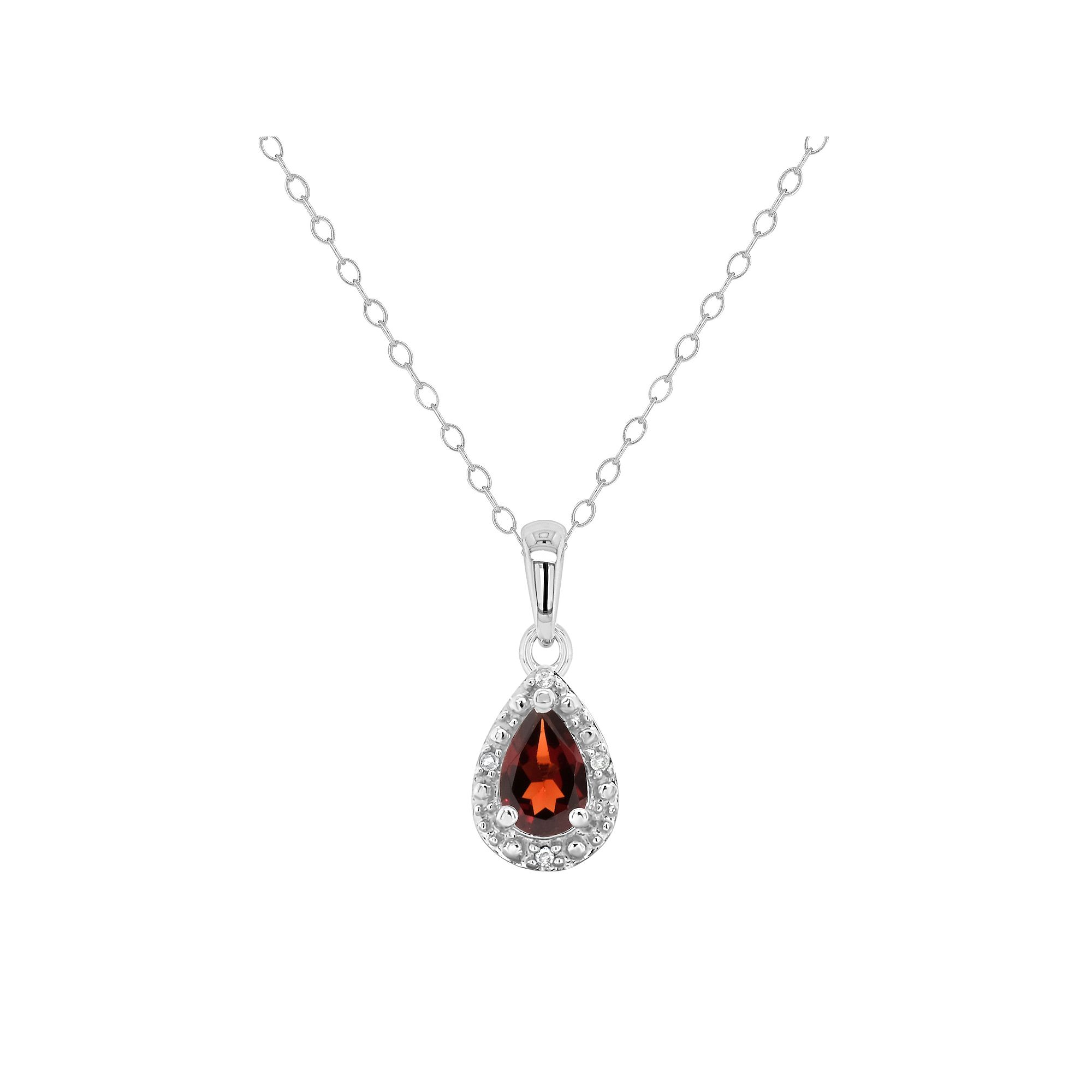 Celebration Gems Sterling Silver Pear Shaped Diamond Accent Frame Pendant 